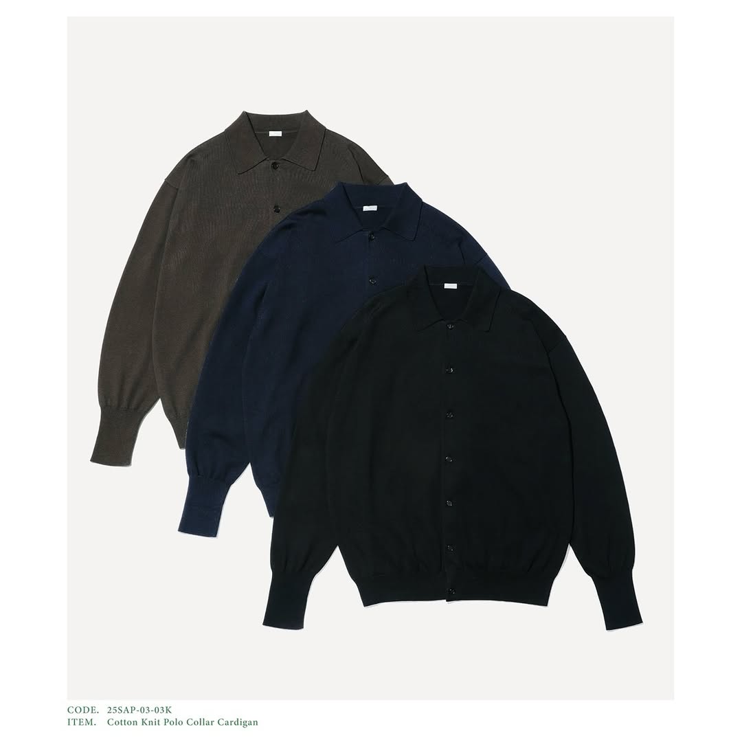 A.PRESSE 25SS Cotton Knit Polo Collar Cardigan